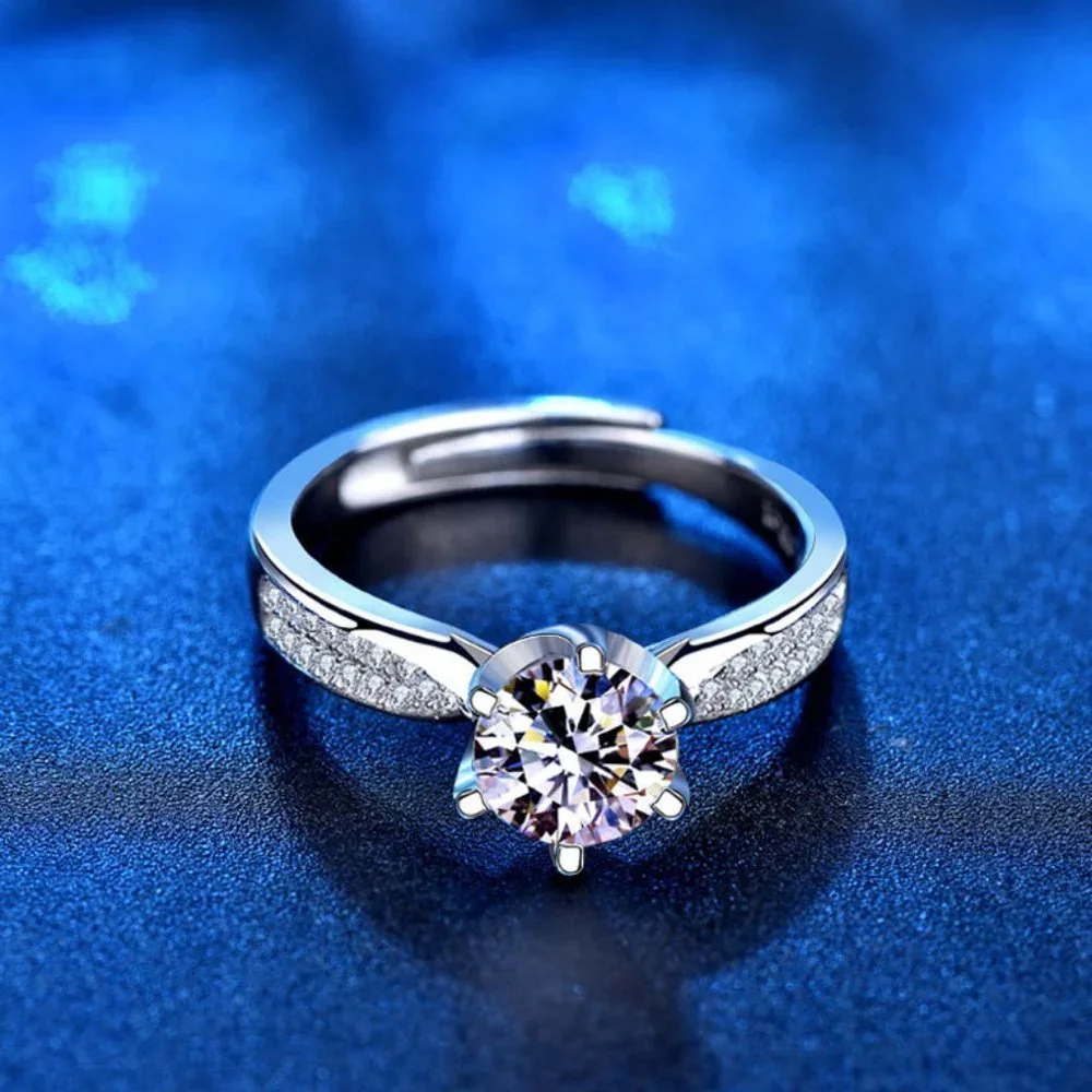 Certified 2ct. t.w. Diamond Moissanite Solitaire Engagement Ring NEW J